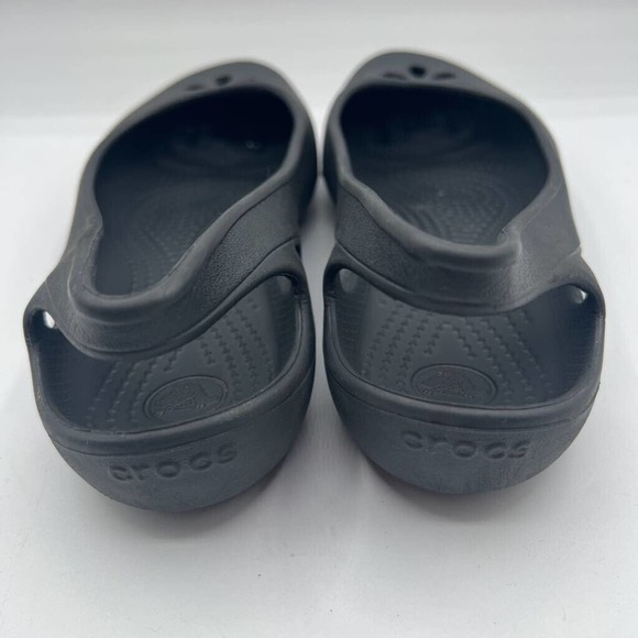 Crocs Womens Taylor Slingback Flat Shoes Black Slip‎ On Cut Out Round Toe 10 - Picture 3 of 5